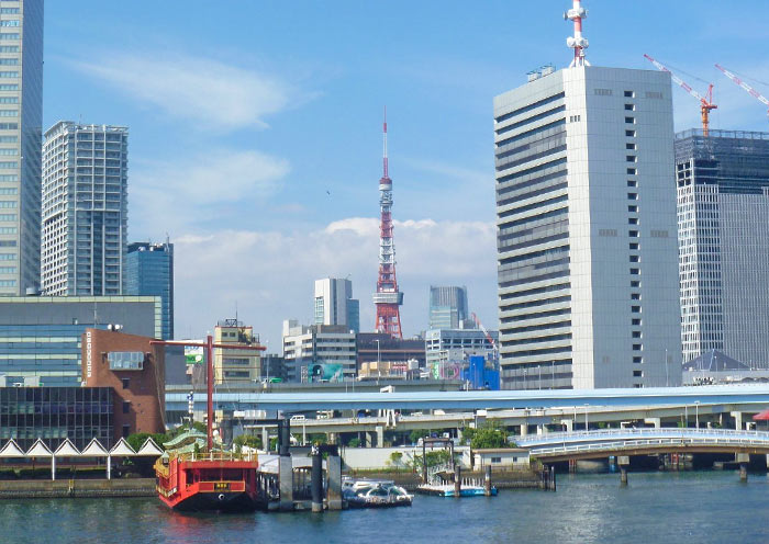 Vista de la Torre de Tokio desde el Ribera Tokyo Tower View from Riverside